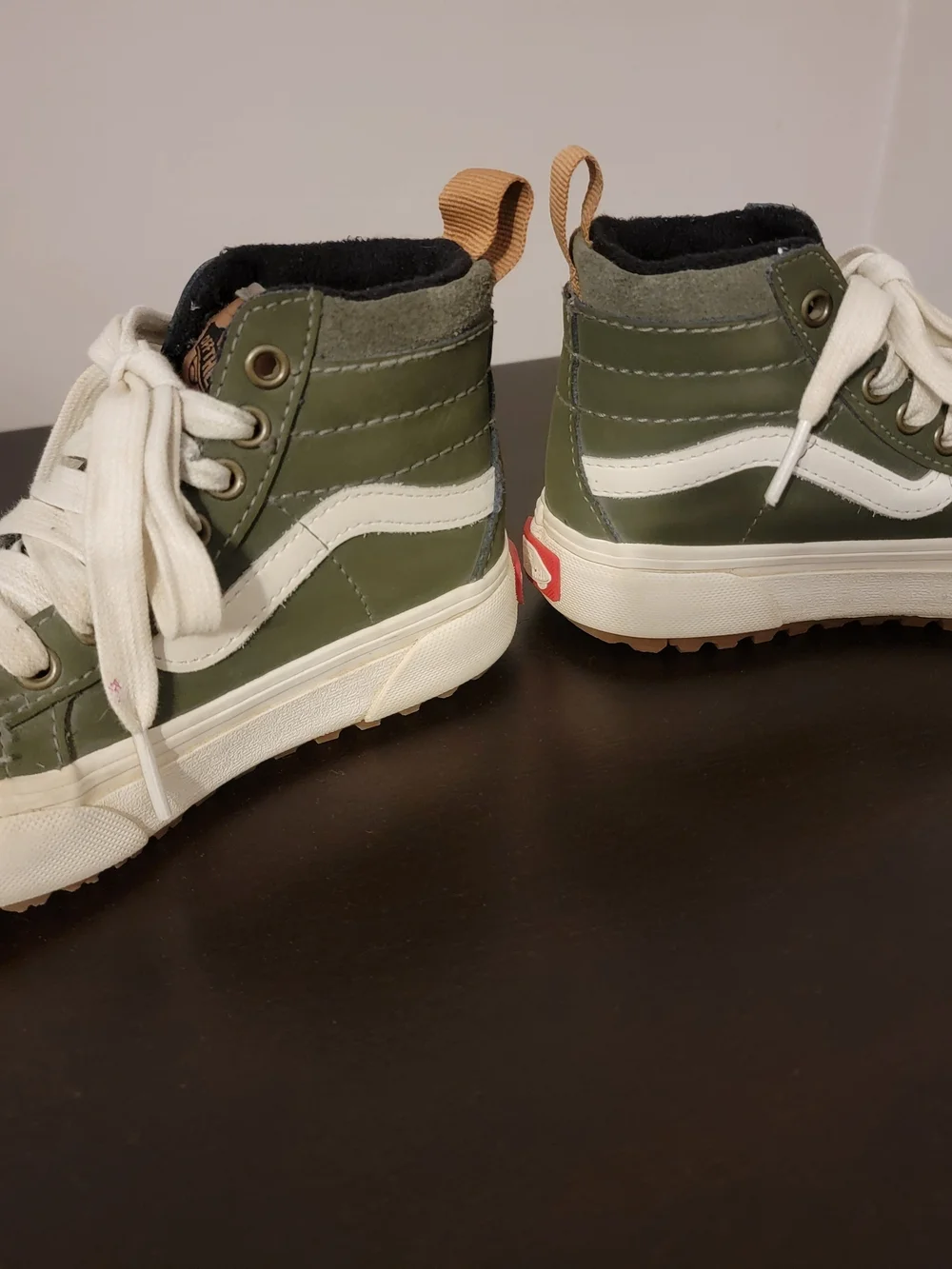 Vans MTE Kids High-Top Sneakers in Olive Green, White and Tan